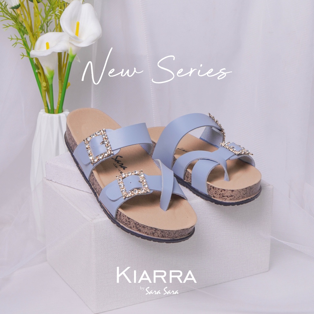 Sara Sara Kiarra Sandal Selop Wanita Gesper Kristal Sendal Slop Cewek Casual Ban Dua Size 36-41