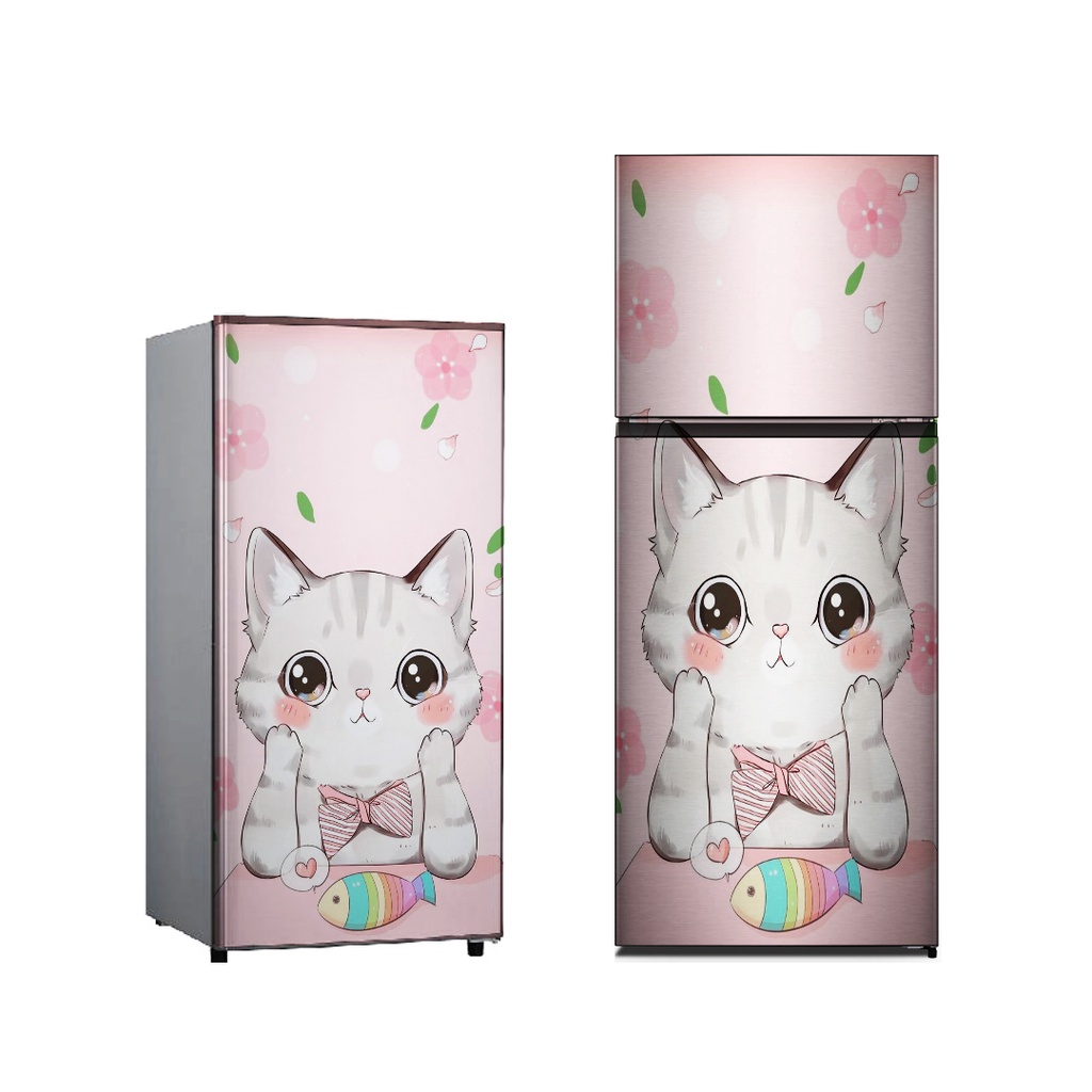 Stiker Kulkas 1 Pintu dan 2 Pintu Motif kucing Kode K-G6 - FX