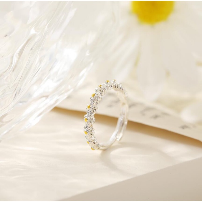 COD❤️Cincin Wanita Korea 2021 Baru Kreatif Sederhana Daisy Ring Fashion Temperamen Perhiasan Aksesoris-A.one