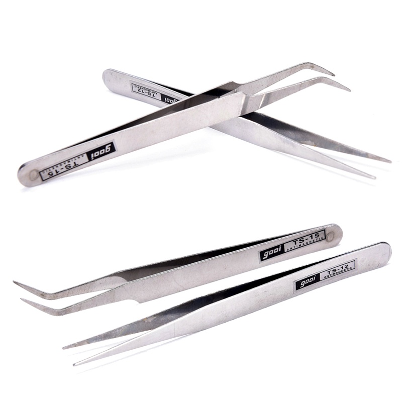 &lt; E2id &amp; &gt; 2pcs Pinset Stainless Steel Untuk Memasang Bulu Mata Palsu