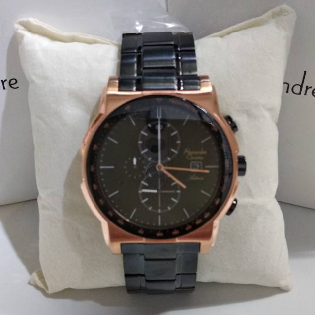 jam tangan pria Alexandre Christie AC 6470 rose gold black