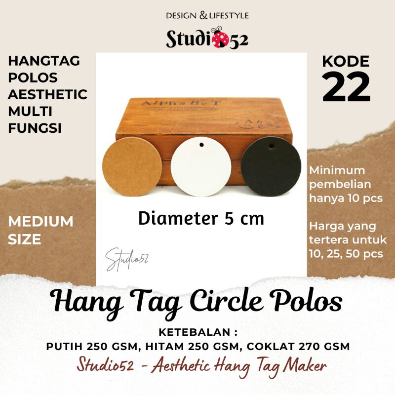 

Hang Tag Polos Bulat Tebal Aesthetic Diameter 5 cm kode 22