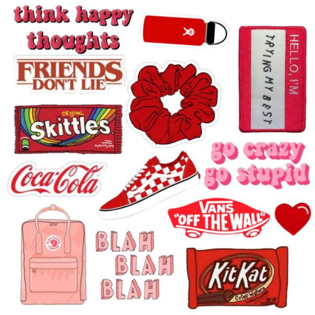 

Sticker case handphone tumblr merah ukuran 3-5cm