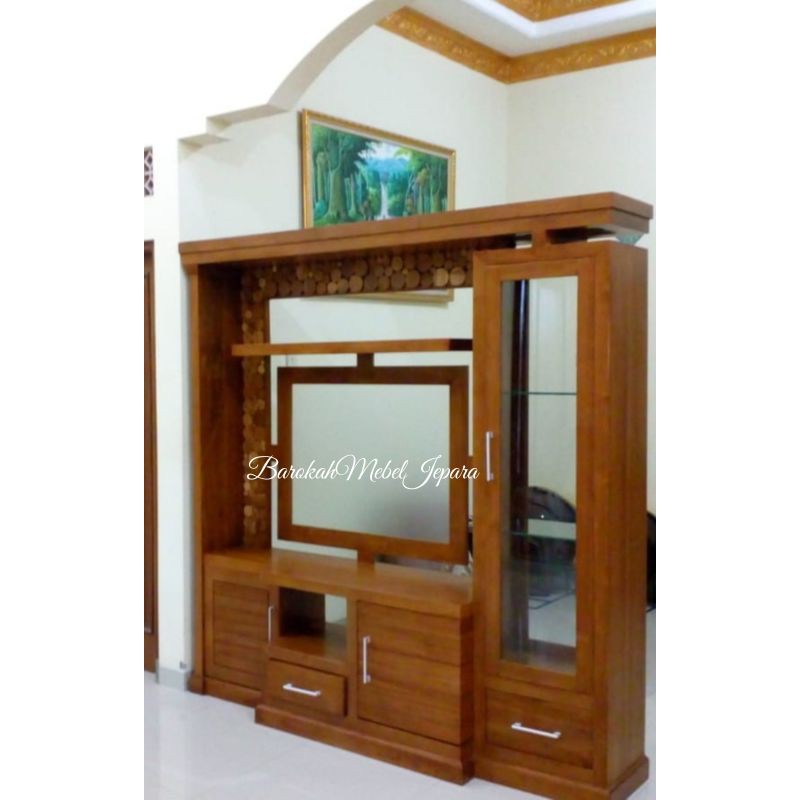 Bufet Tv Penyekat Ruangan Jati Minimalis