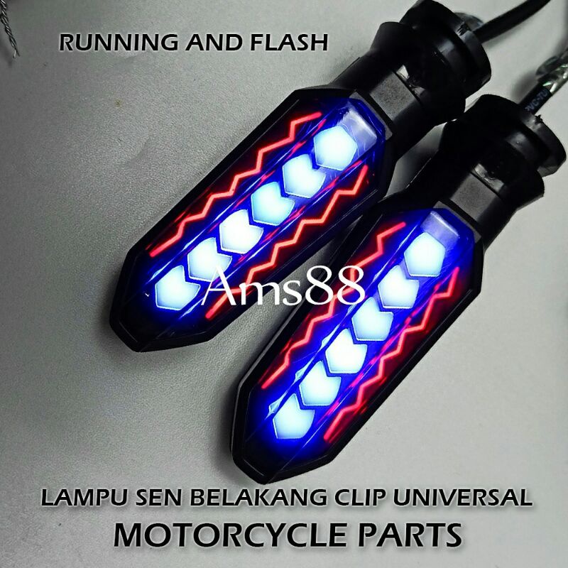 Lampu Sein Motor -Lampu Sen Clip Led Running Flash 2 Mode Universal Motor Cbr150 Klx Crf Gsx R15 Ninja150 Dll