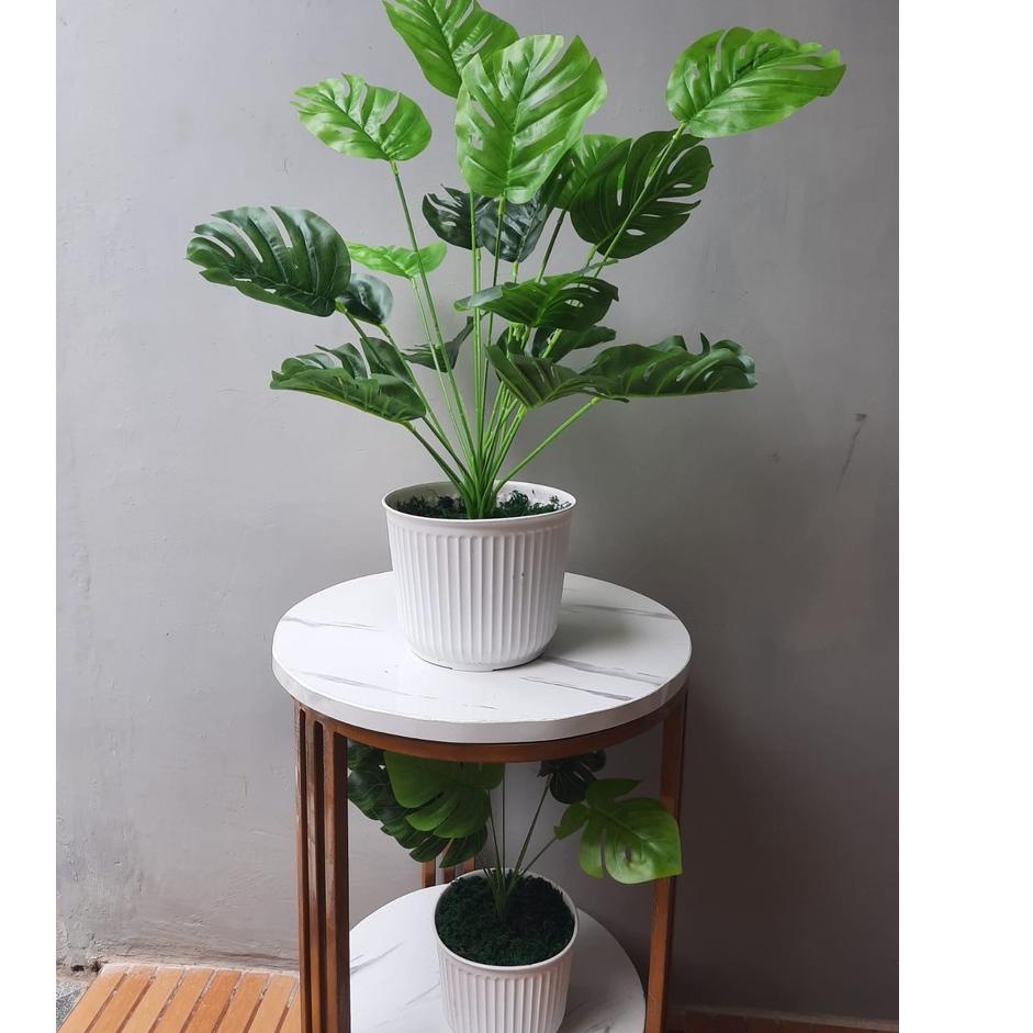 [VZ312] dnd / DAUN MONSTERA 5818 BESAR + POT 8828 /TANAMAN HIAS ARTIFISIAL BUNGA PALSU DAUN PLASTIK 