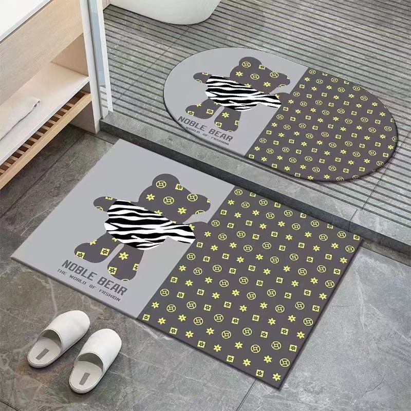 ETFELICEL Velvet Mat SET / Keset Lantai Kaki Bludru Anti Selip Pintu Kamar Mandi