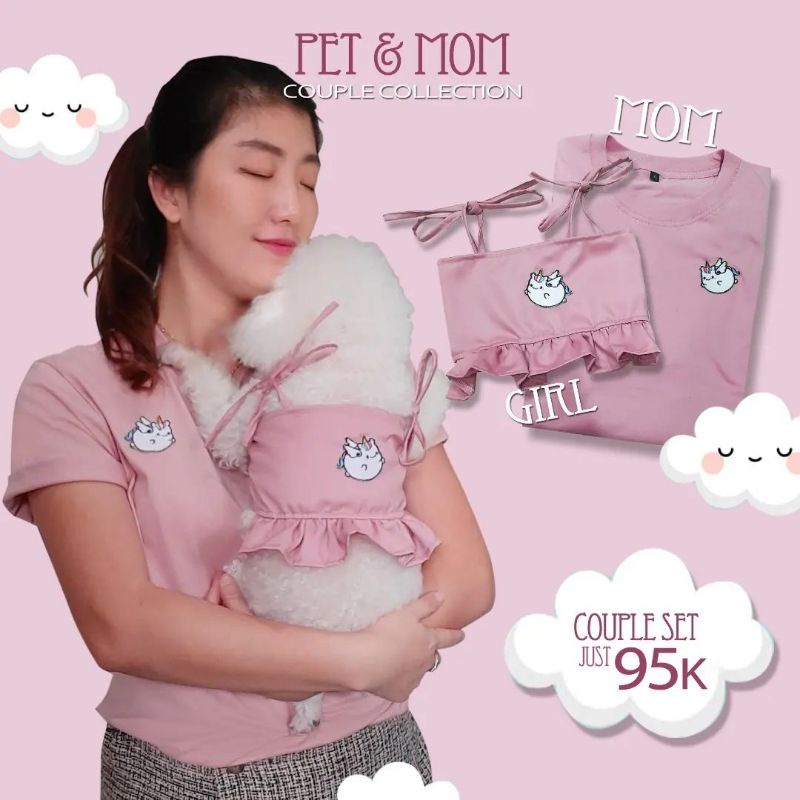 baju anjing baju kucing couple with mom BABY PINK