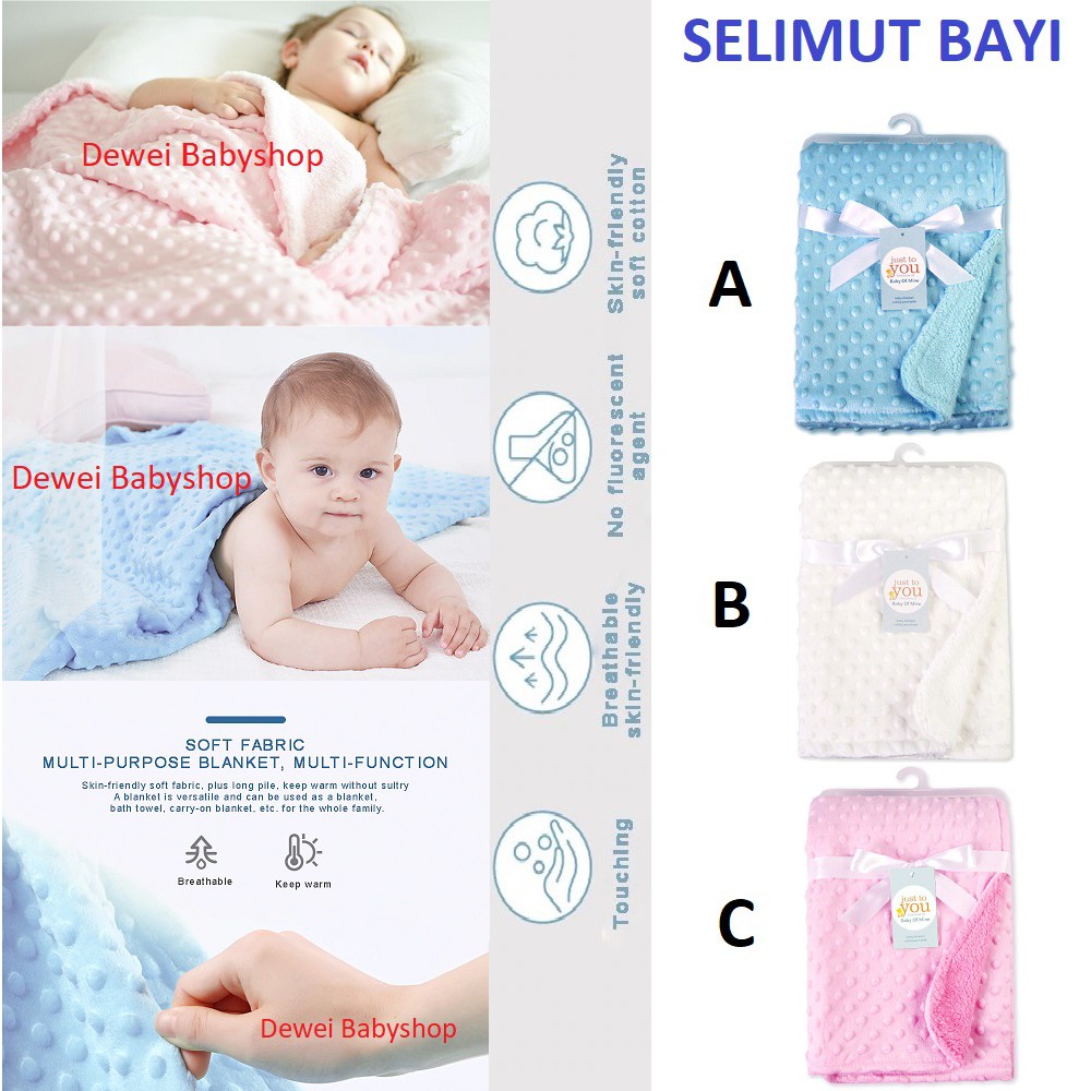 Selimut Anak Bayi Polos  (Double Fleece Baby Blanket / Slimut Blanket )