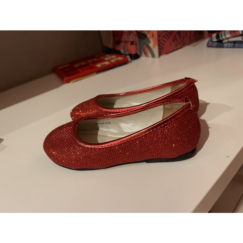 sepatu flat merah glitters yongkids