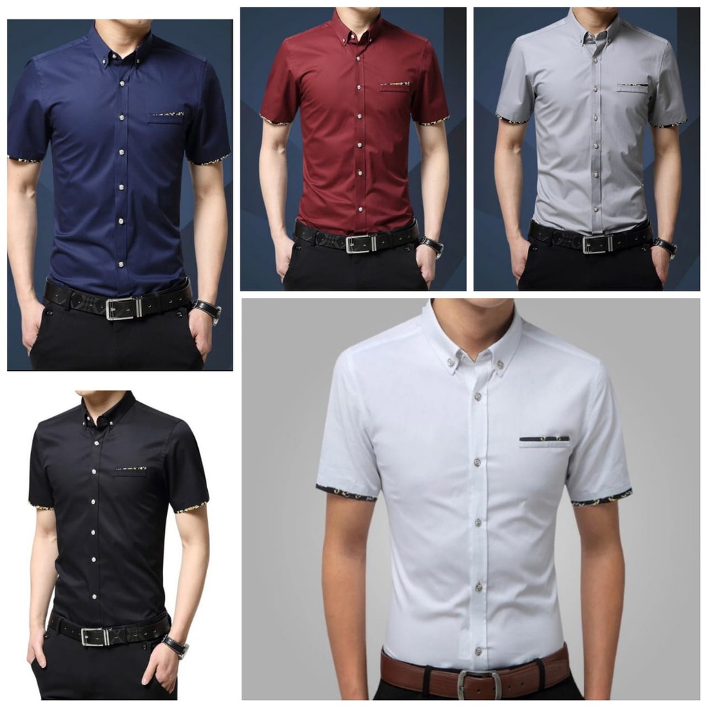 9 Shop Kemeja Pria Lengan Pendek JEREMY Baju Kerja Polos Kasual Casual Kondangan Pesta Cowok Termura