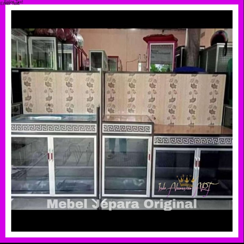 Meja Kompor & Wastafel & Meja Serbaguna Lemari Dapur Pintu 5 Alumunium Modern