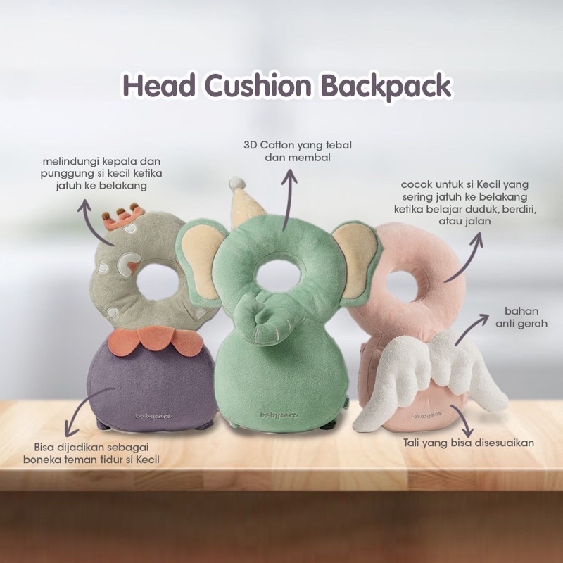 Babycare Head Cushion Backpack (Pelindung Kepala dan Punggung Bayi)