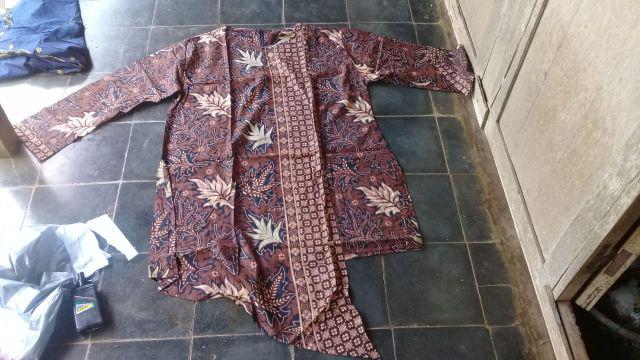 Atasan Batik Tunik Sogan Coklat M L Xl