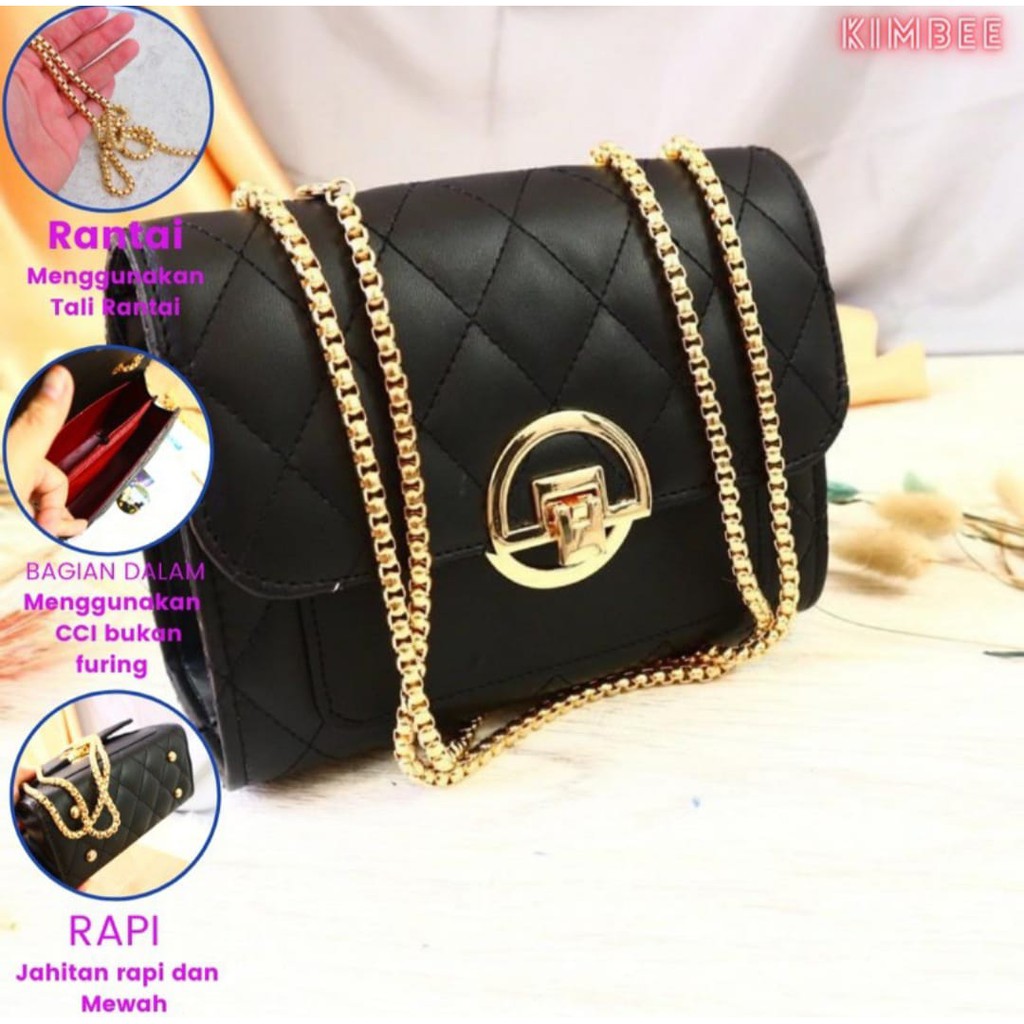 Tas selempang wanita tali rantai / tas chelsy golden