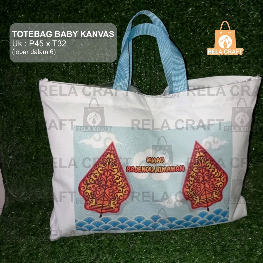 TOTEBAG BABY CANVAS/BABY CANVAS CUSTOM/TAS ULANG TAHUN/TAS SOUVENIR