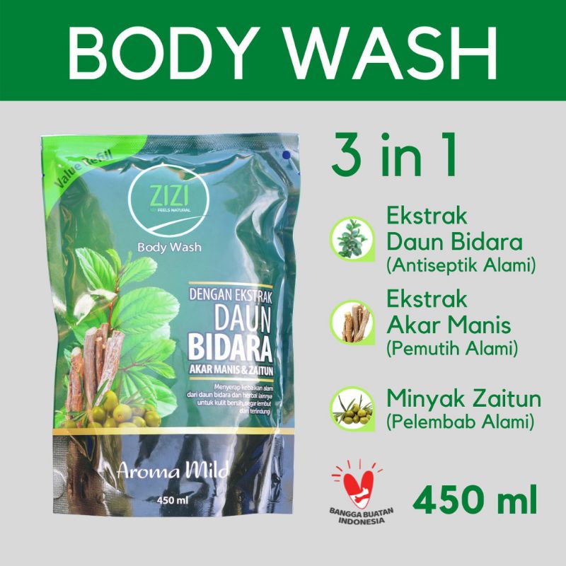 Zizi Body Wash Sabun Cair Bidara 450 ml