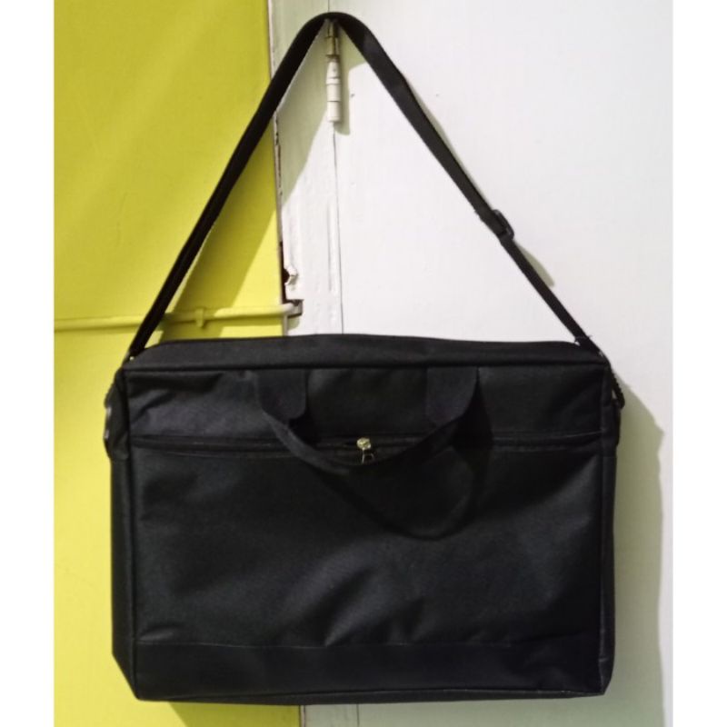 tas laptop jinjing/slempang masuk laptop 15inch  hitam polos simple murahh