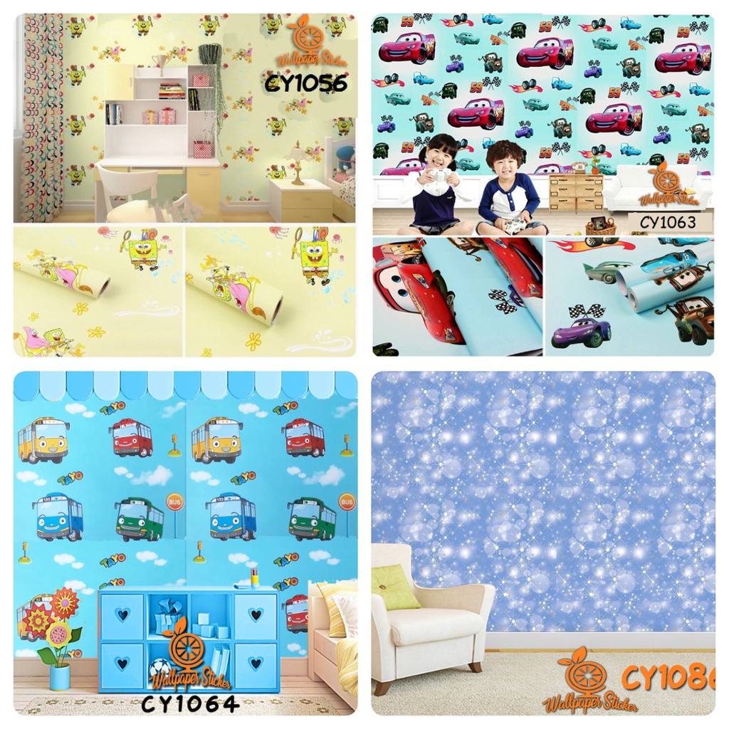 Stiker Dinding Anak Wallsticker Motif Dan Karakter Premium Quality 45cm x 8m Wallpaper Dinding Kamar Tidur Ruang Tamu