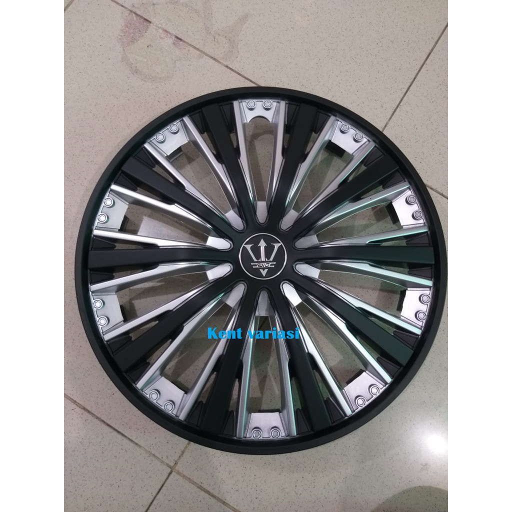 Cover Dop Roda Mobil Ring 13 &amp; 14 SPORT WHEEL Silver Kombinasi Hitam Mobil Universal