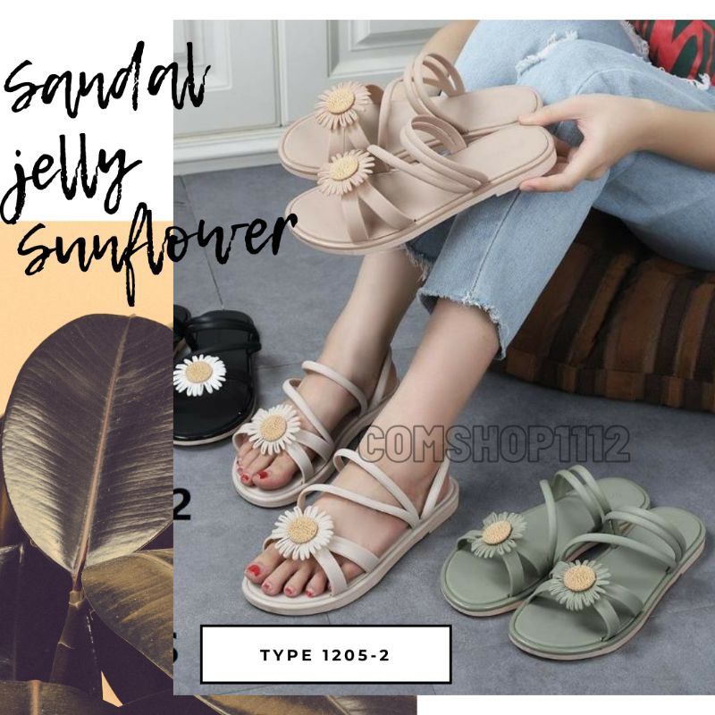Sandal karet wanita import jelly bunga matahari