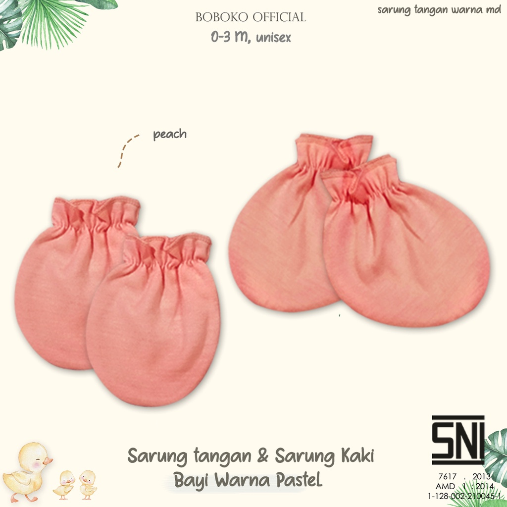 BOBOKO Sarung tangan dan sarung kaki bayi Warna Pastel serut