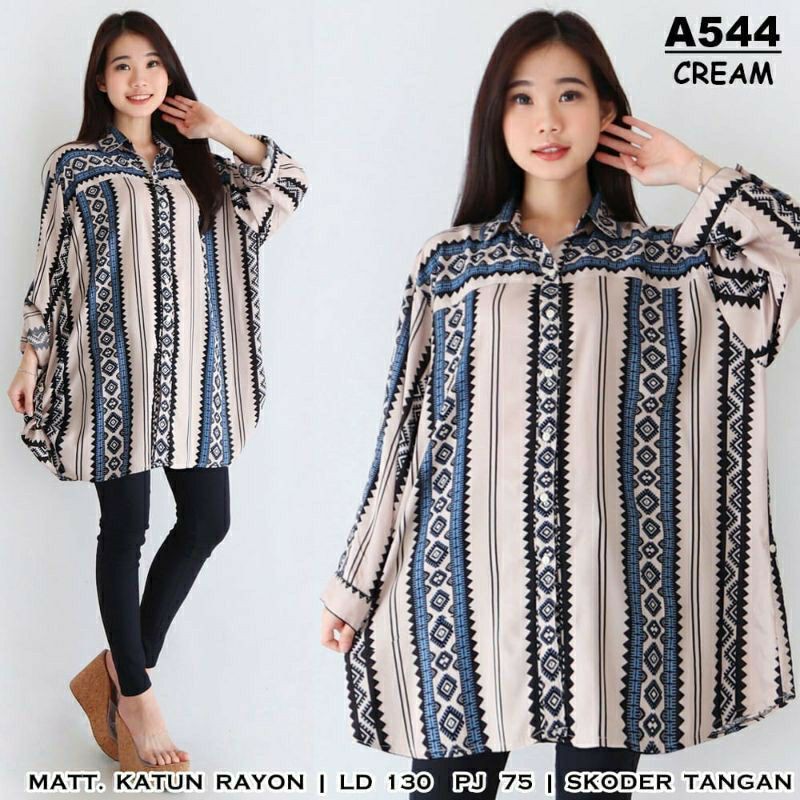 Super Jumbo Ld 130-kemeja Katun Rayon Wanita Busui Motif Big Size