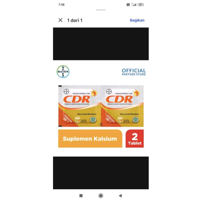 CDR kalsium vitamin C dan D cdr strip isi 2
