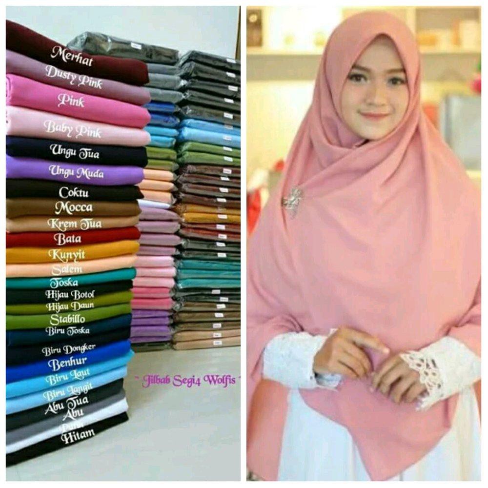 Alny Hijab - Jilbab/hijab segiempat wolfis 130x130/ square wolfis polos/ segi empat syar'i