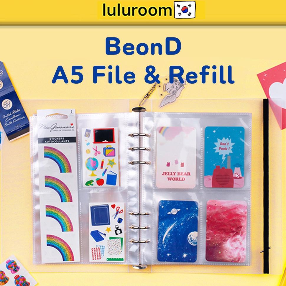 

[(BAYAR DITEMPAT) [BeonD] A5 Deco Pocket 6 Rings File Photocard File Seal Sticker Binder Photo Ticket Post Binder Album Korea Stationery