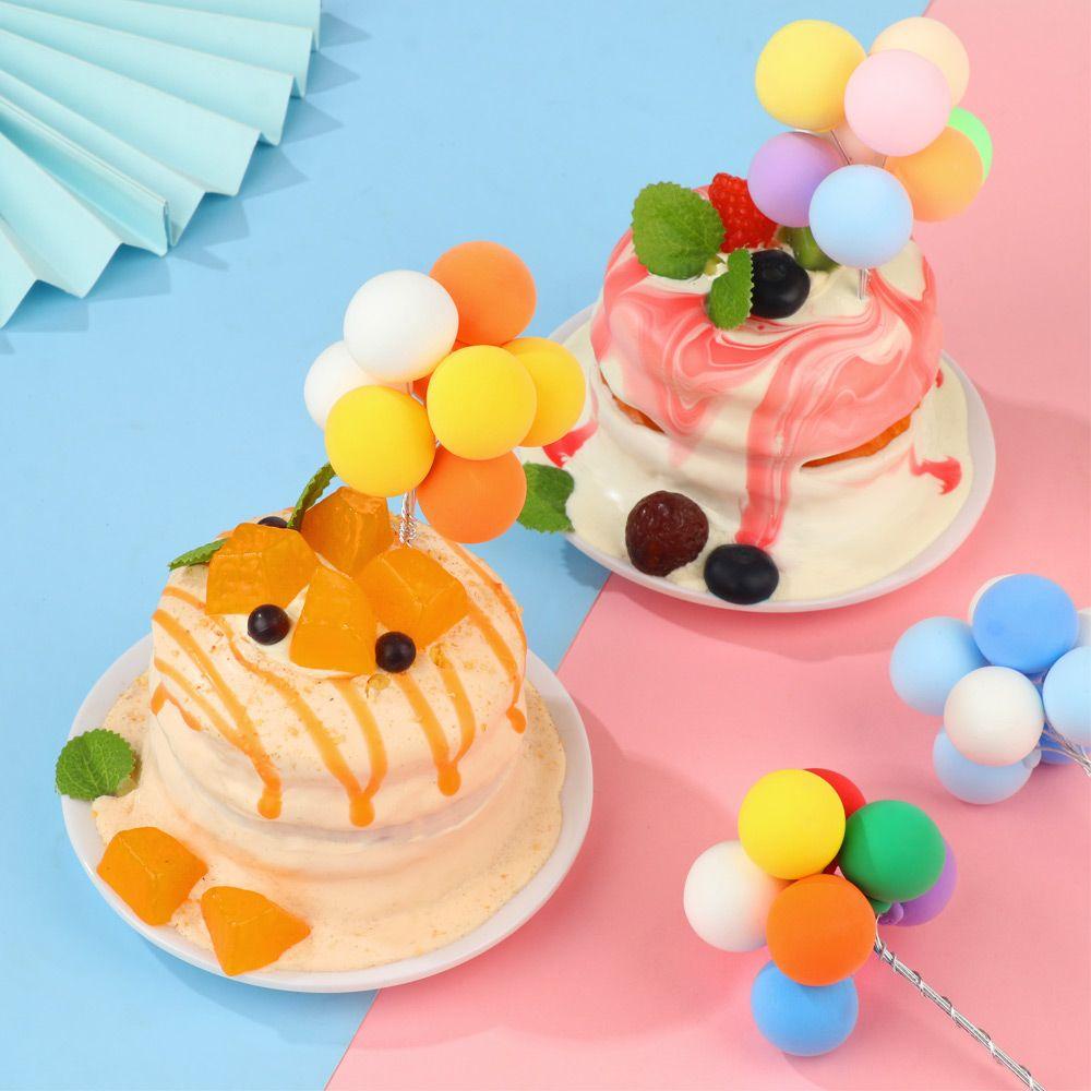 Solighter 8 Pcs Balon Hiasan Kue Kreatif Happy Birthday Pesta Pernikahan Perlengkapan Dessert Ornamen