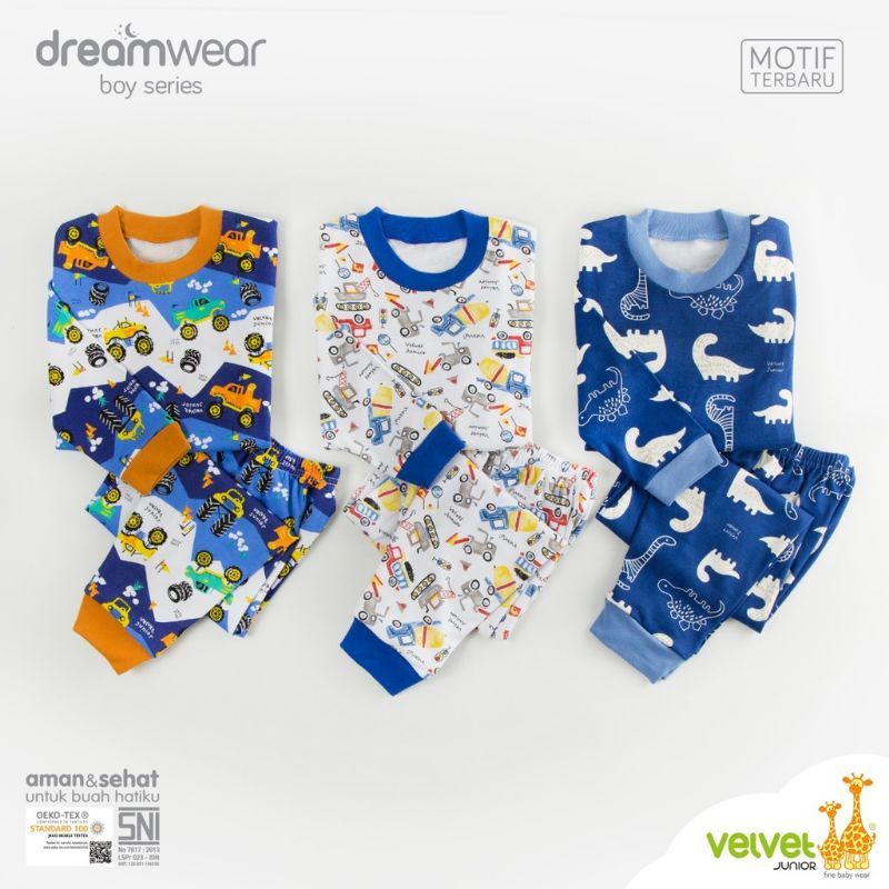BAJU PIYAMA DREAMWEAR  CIELO TOODLER ANAK VELVET JUNIOR [ DINOTRUX_PANJANG ] SIZE 8.9.10