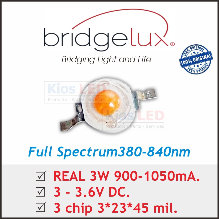 LED HPL 3W Real 3 CHIP 1050mA Full Spectrum Bridgelux