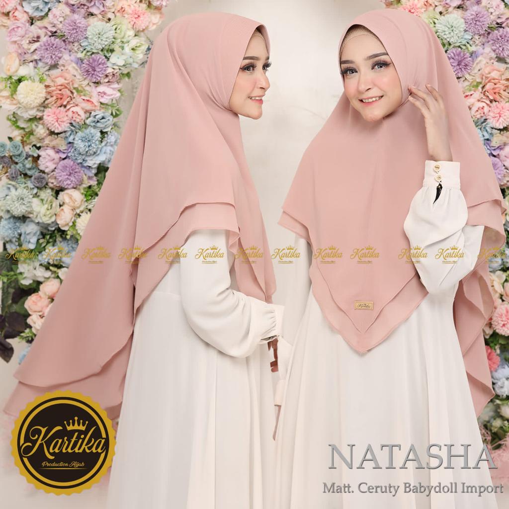 Jilbab Instan Khimar Nathasa Ceruty 2 Layer  Pad Antem By Kartika