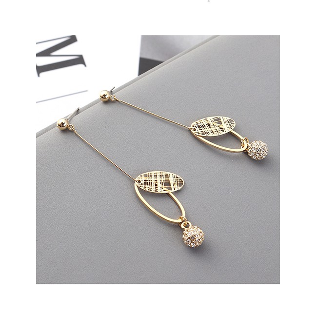 LRC Anting Tusuk Fashion Plated Gold Ball S925 Silver Needle Stud Earrings Y62564