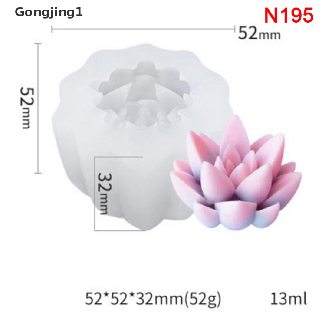 Gongjing1 Cetakan Lilin / Sabun Handmade DIY Bentuk Tanaman Succulent 3D Bahan Silikon