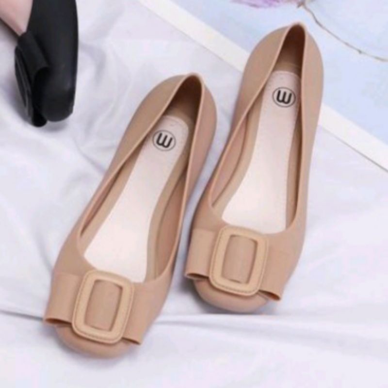 Sepatu Jelly Wanita Terbaru Pita Flatshoes Karet Korea Casual 838