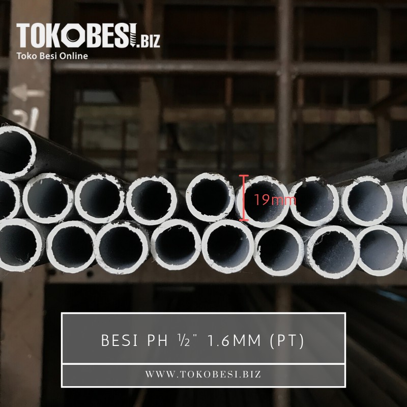 Besi pipa hitam ½" 1.6mm (pt)
