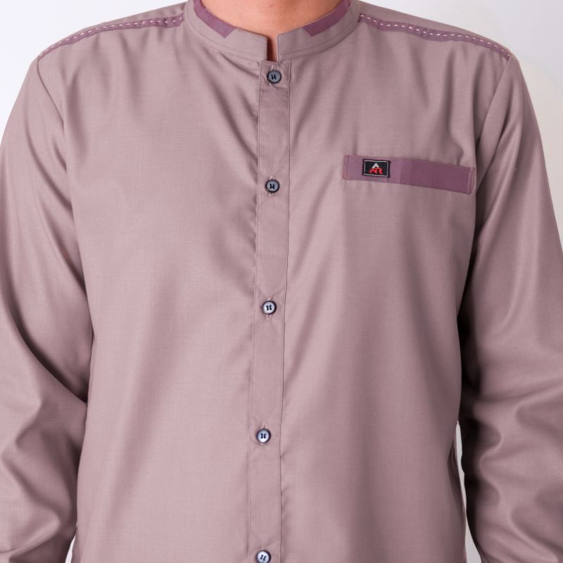 ANR Fadillah03 - Kemeja koko Pakaian Muslim Pria Atasan Muslim kemko Lengan Panjang NUDE