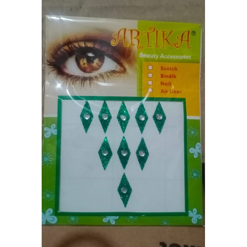 sticker Bindi ketupat pengantin siger sunda berbagai varian ketupat, mata, dan centung-Hijau Mata