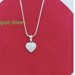 (COD) Kalung dewasa italy santa+liontin Love mata putih perak asli 925/ silver lapisan emas putih !!