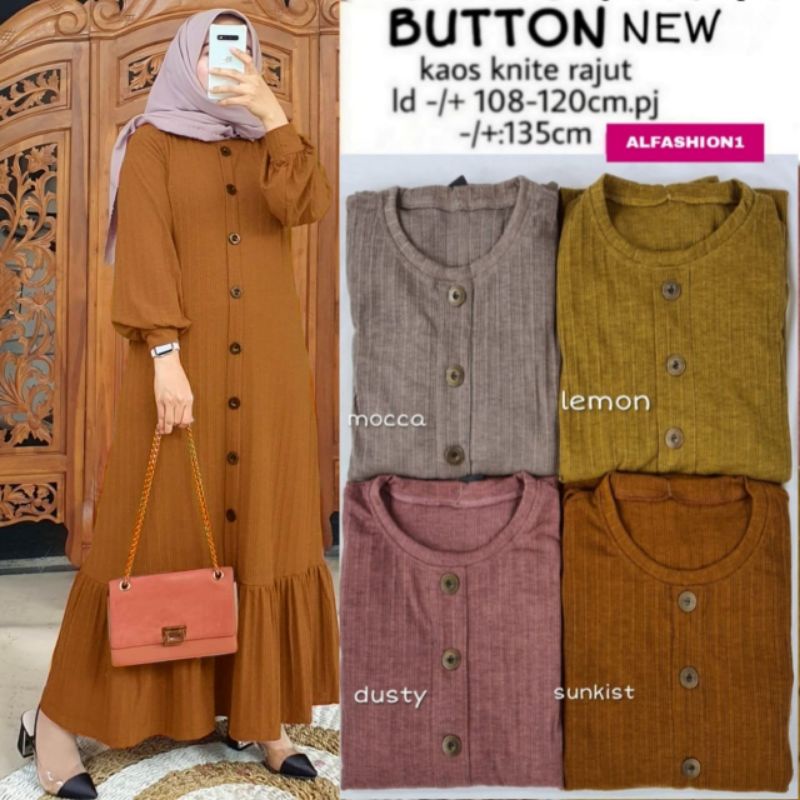 Button dress kaos knite rajut