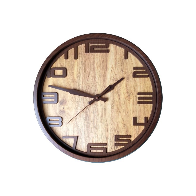 Jam Dinding Minimalis Vintage Motif Kayu Wood Grain 35cm Free Baterai