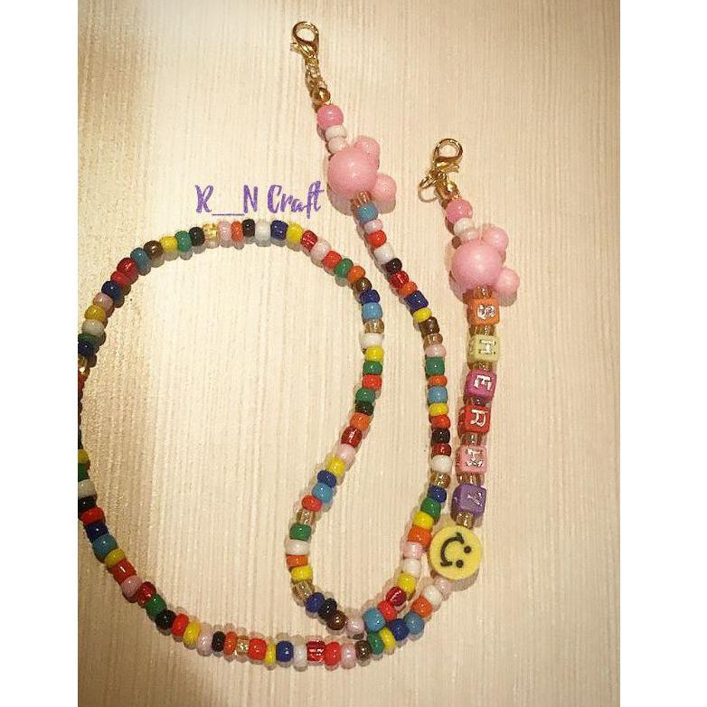 Strap masker nama anak perempuan / Custom / Tali masker nama anak/ Manik masker nama (ART. D2464)