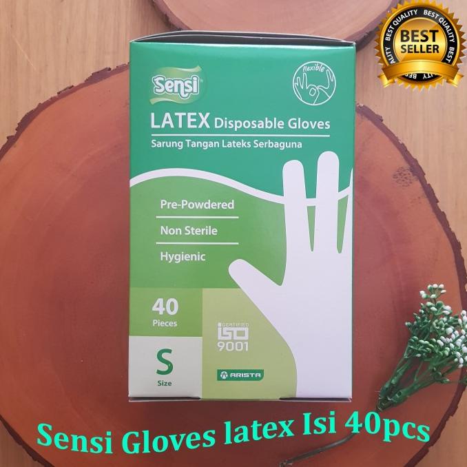 FREE ONGKIR SENSI Sarung Tangan Handscoon Latex Non Steril Putih 1 Kotak isi 40