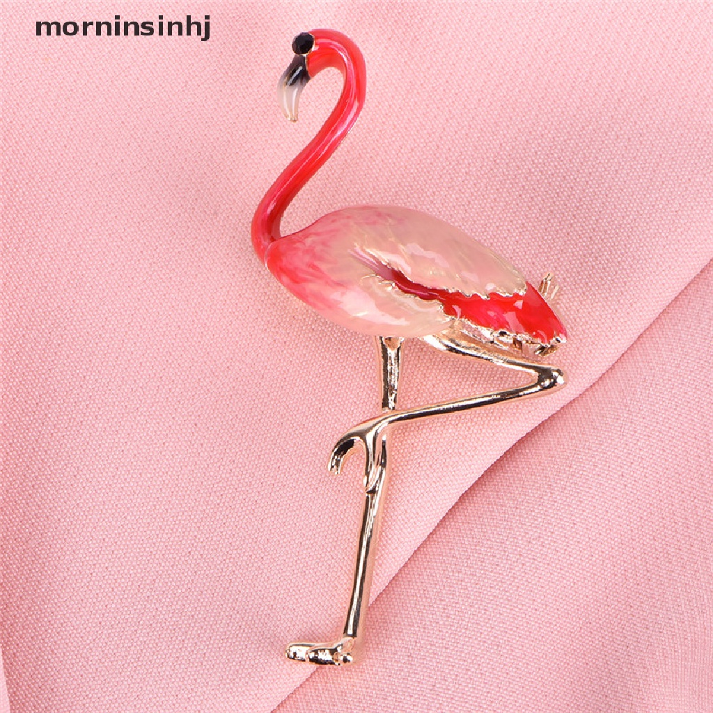 Mornin Bros Pin Enamel Bentuk Flamingo Untuk Aksesoris Fashion Wanita