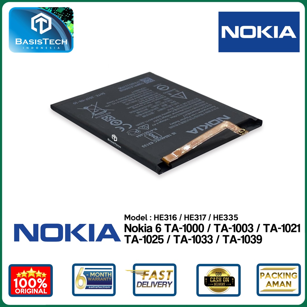 BATERAI NOKIA 6 TA-1000 TA-1003 TA-1021 TA-1025 TA-1033 TA-1039 - HE316 HE317 HE335 - ORI