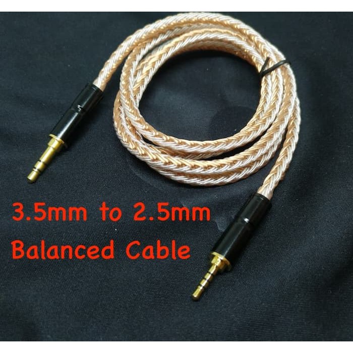 Aux Headphone Cable 16 Braid 3.5mm 2.5mm 4.4mm Balanced Jack M2M