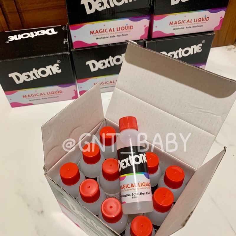 dextone magical liquid cairan untuk bikin lem jadi slime activator set 68 ml glitter glue unicorn