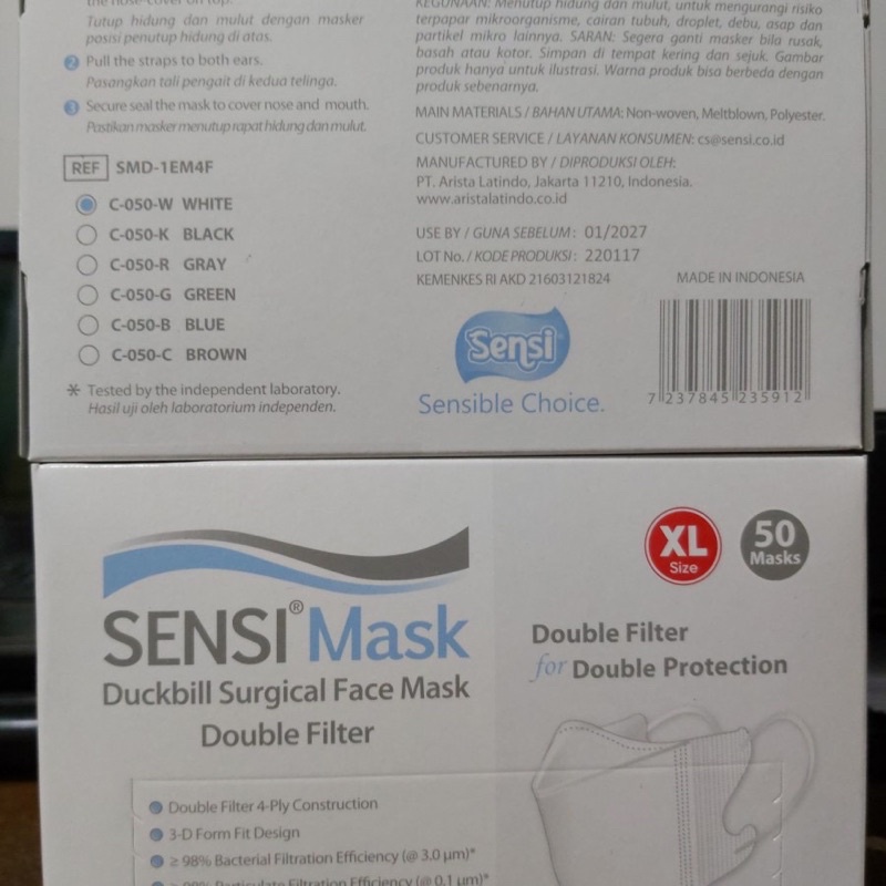 Masker Sensi Duckbill XL Putih